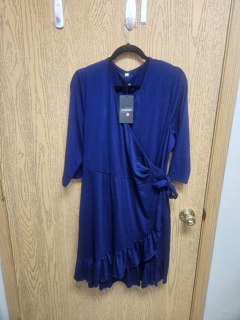 Women’s Royal Blue Wrap Dress with Ruffle Hem